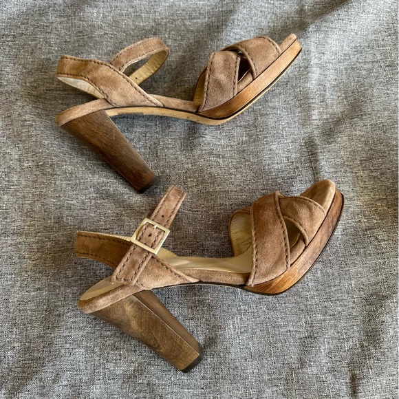 Boden tan suede wooden heel sandals - Picture 1 of 12